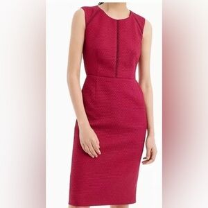 J Crew Portfolio Sheath Dress in Matelasse structured fabric, Deep Berry, 6P